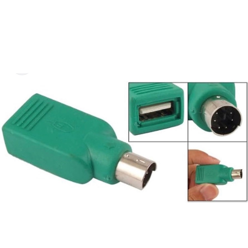 Mini 6 Pin DIN PS/2 to USB Mouse Adapter Connector Grn USB 2.0 Male to Female